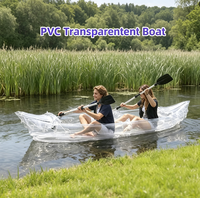 Bateau transparent en PVC, kayak pliable transparent 2 places pour la pêche, le tourisme et les activités aquatiques en plein air