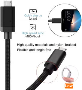 LUNG KAY toptan 2M 3m 60v kablo mikro <span class=keywords><strong>Usb</strong></span> 2.0 3A hızlı şarj 480Mbps veri senkronizasyonu naylon örgülü <span class=keywords><strong>ultra</strong></span> ince mikro <span class=keywords><strong>Usb</strong></span> <span class=keywords><strong>Usb</strong></span> kablosu - Product Image 2