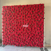 Fleurs décoratives, couronnes et plantes, roses rouges, fleurs artificielles, panneau de décoration intérieure, décoration de mariage, mur de fleurs, toile de fond