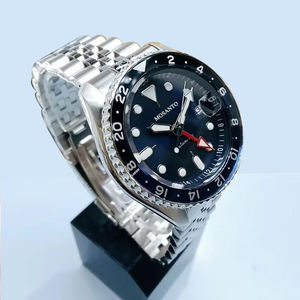 นาฬิกาข้อมือผู้ชาย Seikos <span class=keywords><strong>5</strong></span> Sports Automatic <span class=keywords><strong>GMT</strong></span> ตัวเรือนสแตนเลส กระจกฮาร์ดเล็กซ์สีน้ำเงิน กันน้ำ โครโนกราฟ ซูเปอร์แมน อนาล็อก - Product Image 3