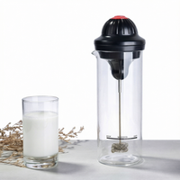 Syh2073 Mousseur à lait électrique en plastique avec tasse, mélangeur de boissons multifonctionnel, fouet portatif pour café, latte, cappuccino, écologique
