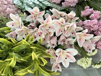 S511 Grosir Bunga Mawar Hydrangea Buatan Berkualitas Tinggi, Rangkaian Warna Pink Putih dan Hijau, Mawar Hydrangea Buatan F