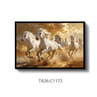 Tableau mural Cheval en feuille d'or, peint à la main à l'huile sur toile, impression personnalisée écologique, paysage pour décoration de salon, encadré