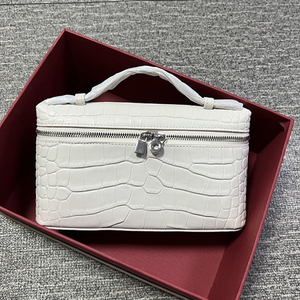 LP19 Crocodile Pattern Lunch Box Bag New Cowhide Handbag Simple Shoulder Bag for Women