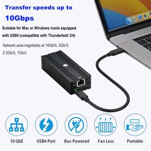 Adaptador USB4 Ethernet de Alta Velocidad 10G con RJ45 para Laptop - Conversor de Red Thunderbolt 4/3, Thunderbolt 4 Externo con Cable - Product Image 4