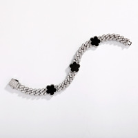Bracelet cubain Hip-Hop à fleur à cinq pétales en zircon avec fermoir à ressort en fer, personnalisé, tendance INS, accessoire unisexe