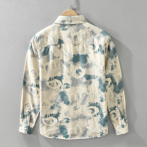 <span class=keywords><strong>Camisa</strong></span> de manga larga informal para hombre a la moda <span class=keywords><strong>Joker</strong></span> Literary Loose Fit Fresh Printed Geometric Pattern <span class=keywords><strong>Camisa</strong></span> para hombre - Product Image 2