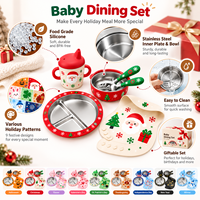 Ensemble d'alimentation pour bébé personnalisé OEM avec plusieurs motifs de fêtes et emballage en boîte cadeau pour la vente en gros