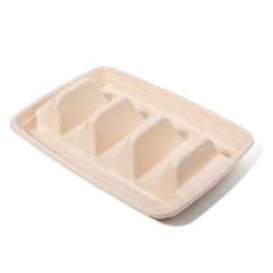 Boîte à tacos de canne à sucre biodégradable emballage alimentaire à emporter boîte à tacos de bagasse emballage jetable de taco de pulpe avec couvercle - Product Image 5