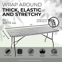 Nappe de table pliante en plastique imperméable, nappe en vinyle avec dos en flanelle, nappe ajustée pour les fêtes de Noël avec bord élastique