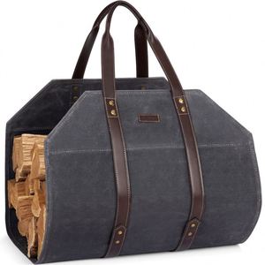 Sac de transport pour bûches en toile avec poignée en cuir, durable, échantillon gratuit, pour poêles à bois et foyers - Product Image 3