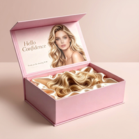 Caja de Cartón de Regalo para Cosméticos con Impresión Personalizada Premium, Caja de Embalaje Magnética Reciclable para Extensiones de Cabello con Forro de Satén