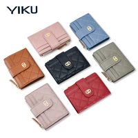 YIKU dompet penyimpan kartu ramping RFID minimalis kulit PU Fashion grosir dengan tempat kartu bisnis multifungsi tanpa penutup