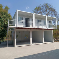 Casa Contenedor Modular Combinada y Desmontable, Diseño de Dos Niveles, Garaje Inferior, Oficina Superior, Edificio Prefabricado en Paquete Plano para Obra