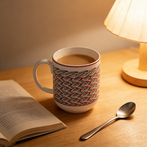 แก้วเซรามิกคุณภาพสูง ดีไซน์หรูหรา น้ำหนักเบา เหมาะสำหรับใช้ในออฟฟิศและที่บ้าน สำหรับดื่มน้ำชายามบ่าย พร้อมกล่องของขวัญลายทอ - Product Image 5