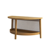 Ensemble de canapés d'extérieur personnalisable de style nordique pour cours et jardins - Canapé en rotin tressé PE et teck imperméable