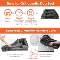 Unzerstörbares Dunkelgraues Rechteckiges Orthopädisches Beruhigendes Hundebett, Kaubeständiges Haustierbett Mittlere Größe mit Laken und Kissen