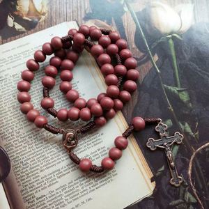 Modern Chaplets Red <b>Large</b> Wooden Rosary Handcrafted Rosario De Madera Catholic Rosary <b>Beads</b> Cross Necklace - Product Image 3