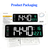 Horloge numérique LED de 16 pouces, multifonctionnelle, horloge murale de bureau, affichage de la température, de la date et du jour, télécommande pour chambre à coucher, bureau