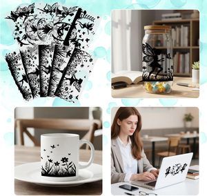 10 feuilles d'autocollants de transfert UV DTF, pour gobelets en verre, autocollants imperméables, étiquettes adhésives pour la décoration de bouteilles <span class=keywords><strong>et</strong></span> de tasses - Product Image 5