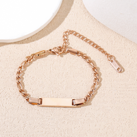 Bracelet à breloques rectangulaire simple personnalisable en acier inoxydable plaqué or tendance Ywyougang pour cadeau d'anniversaire d'enfant
