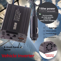 Inversor de Corriente para Auto, Transformador de Voltaje USB Portátil, Conversión de 12V/24V a 220V, Cargador USB AC de 150W