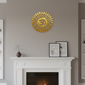 Mandala Rotondo in Legno Dorato Lucido, Arte Murale Ecologica di Alta Qualità per Decorazione Domestica - Product Image 6