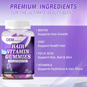 Gomitas Vitamínicas para el Cabello de Marca Privada OEM, Gomitas Vitamínicas para el Cabello que Favorecen un Cabello Saludable con Biotina y Vitaminas C y E - Product Image 4