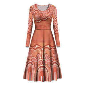 Meilleure robe <span class=keywords><strong>de</strong></span> danse à manches longues pour Autochtones d'Australie Dot Painting <span class=keywords><strong>Illustration</strong></span> Yellow Design Wholesale Dance Performance Wear - Product Image 2