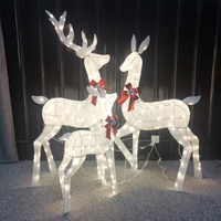 Grand 3 Pièces Led Lumineux Vacances 3d Cerf Famille Buck Doe Faon Renne Motif De Noël Lumière Pour Décorations De Noël En Plein Air