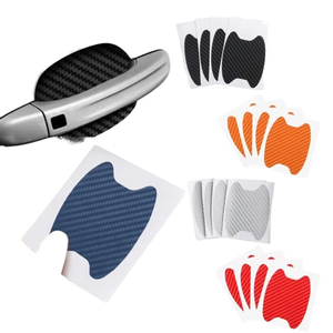 MESOROCK 4 pièces universel 3D fibre de carbone poignée de porte de <span class=keywords><strong>voiture</strong></span> peinture anti-rayures autocollant Auto poignée de porte tasses coussin de protection - Product Image 1