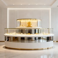 Table de présentation de bijoux de conception moderne personnalisée, comptoir et vitrine de bijoux personnalisés avec éclairage LED