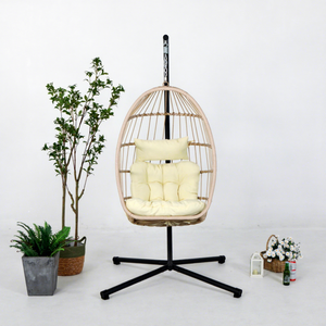 Leisure Foldable <b>Single</b> Hanging Chair Chair Indoor Outdoor Patio Garden Steel Rattan Rope <b>Swing</b> Chair - Product Image 1