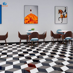 Azulejo de Porcelana Pulido de Lujo 800x800mm Negro Blanco Gris con Ilusión 3D para Vestíbulo de Oficina - Product Image 2