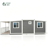 Casa Plegable y Extensible con Diseño de Terraza, Contenedor Oficina de 20 pies/30 pies/56 m², Casa Modular Prefabricada, Casas Contenedor para Exteriores