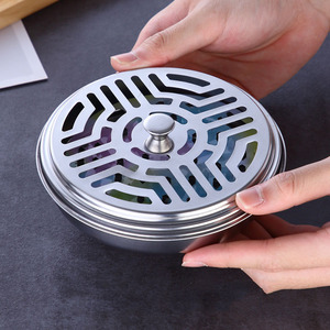 Stainless Steel Mosquito Coil Holder With Lid Round Ash Tray For Indoor Outdoor Use - Product Image 1