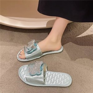 Ciabatte da donna e ragazza <span class=keywords><strong>per</strong></span> uso domestico, con strass, punta aperta, piatte, <span class=keywords><strong>antiscivolo</strong></span>, <span class=keywords><strong>per</strong></span> esterno, <span class=keywords><strong>sandali</strong></span> all'ingrosso - Product Image 3