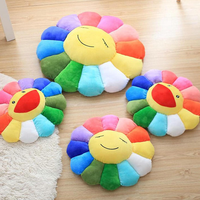 Cojín de Asiento de Peluche Personalizado de Takashi Murakami con Diseño de Girasol, Cojín de Algodón PP Súper Suave para Aliviar el Estrés
