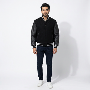 Chaqueta Varsity Personalizada para Hombre, Estilo Casual Holgado, Chaqueta de Béisbol a la Moda, 100% Algodón, Parches, Transpirable, para Invierno - Product Image 1