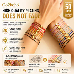 팔찌 Go2boho 수제 보헤미안 미니멀리스트 다층 보석 트렌디 하트 매력 2pc 세트 패션 팔찌 여성 남성 치유 행운 선물 - Product Image 1