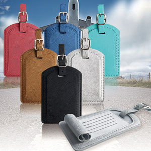 Étiquette de bagage promotionnelle personnalisée avec logo E-myway en cuir PU respirant, durable, imperméable et anti-perte - Product Image 1