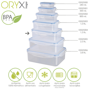 Contenitore rettangolare in plastica ermetico da 1.500 ml. 22x15x7,5 (Altezza) cm. - Product Image 4