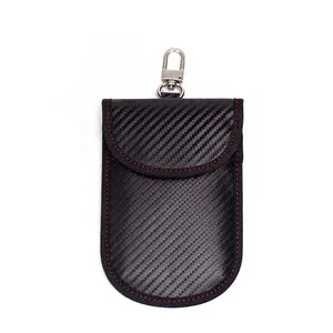 Car Key Ring Carteira Mobile Phone Bag Anti-magnético Cartão Saco RFID Blindagem Key Bag Fibra de carbono New 3D Leather Zinc Alloy CN;GUA