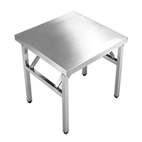 Table de salle à manger pliante d'extérieur en acier inoxydable, étanche, moderne, rectangulaire, pliable