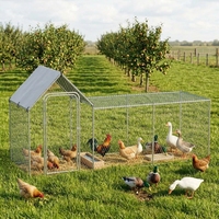 Enclos à poulets extérieur en fer anti-prédateurs, abri spacieux pour volailles avec toit imperméable, design moderne pour jardin