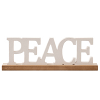 Lettres décoratives faites à la main de Noël autoportantes Peace Design Block Letter Sign Word Base en bois Stand Table Top Rustic Wood Letters