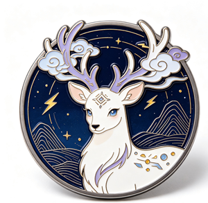 Custom Enamel Deer <b>Pin</b> Metal Brooch Round Chinese Style <b>Badge</b> for Gift and Fashion Accessory - Product Image 1