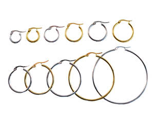 Non-allergenic Surgical Steel Women's Silver &amp; Rose <strong>Gold</strong> Plated Round Hoop <strong>Sleeper</strong> <strong>Earrings</strong> - Product Image 2