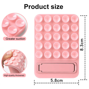 Support de téléphone portable multifonctionnel en silicone à ventouse 25 points, design pliable auto-adhésif antidérapant pour bureau - Product Image 2