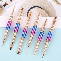 Stylo de luxe double tête pour nail art, motif léopard, pour dessin et peinture de rayures françaises en acrylique, gel et vernis, avec embout ovale en nylon ondulé